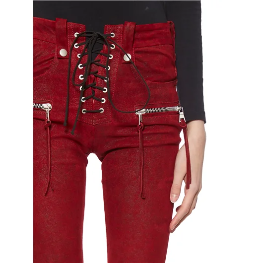 BEN TAVERNITI UNRAVEL PANTALONI IN PELLE STRETCH LACEUP