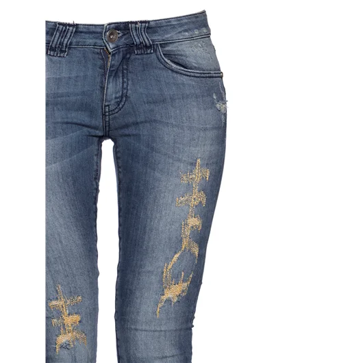 PLEIN SUD JEANS IN DENIM CON RICAMO