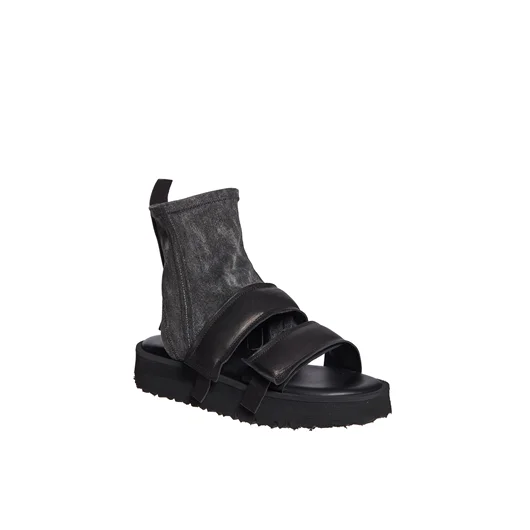 PURO SANDALO IN PELLE E DENIM