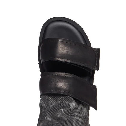 PURO SANDALO IN PELLE E DENIM