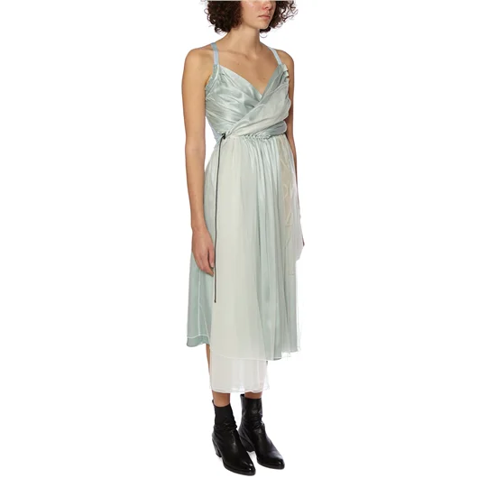 QUETSCHE_ ABITO LUNGO IN SETA E ORGANZA