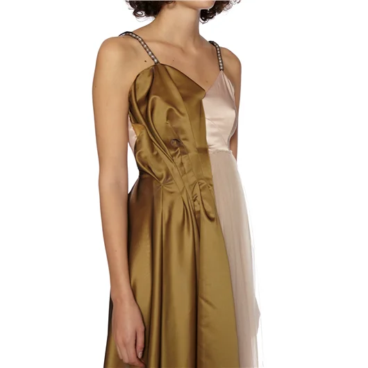 QUETSCHE_ ABITO LUNGO IN TULLE E SETA