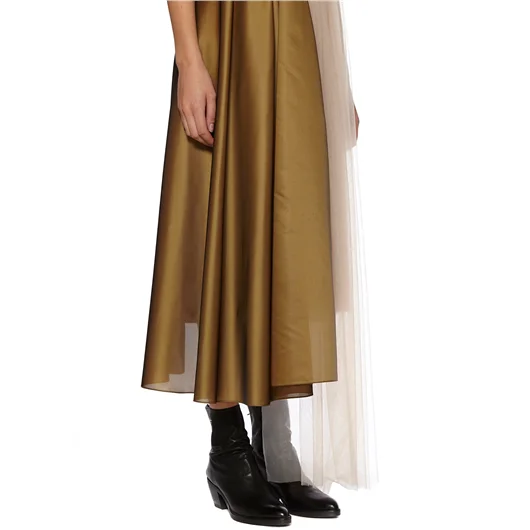 QUETSCHE_ ABITO LUNGO IN TULLE E SETA