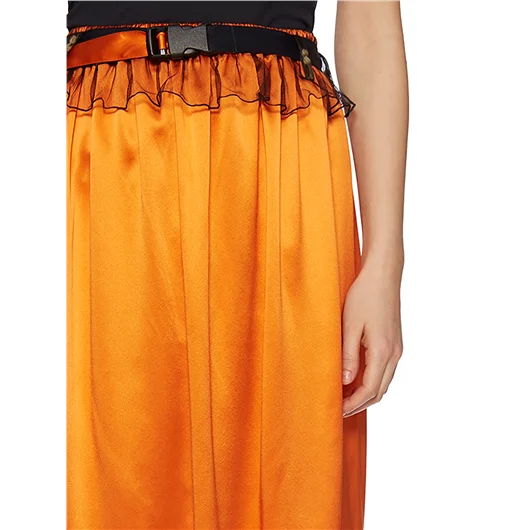 QUETSCHE_ GONNA IN SETA CON TASCHE APPLICATE