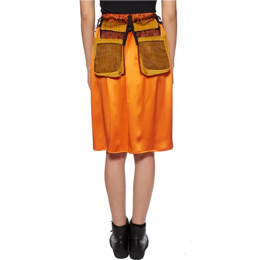 QUETSCHE_ GONNA IN SETA CON TASCHE APPLICATE