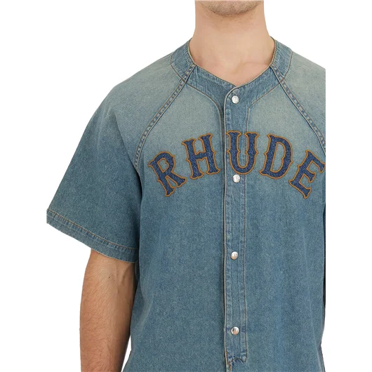 RHUDE CAMICIA BASEBALL IN DENIM