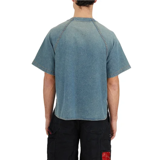 RHUDE CAMICIA BASEBALL IN DENIM