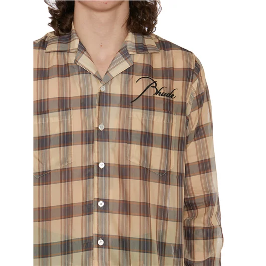 RHUDE CAMICIA LOGO IN MISTO COTONE