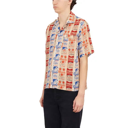 RHUDE CAMICIA STAMPATA IN SETA