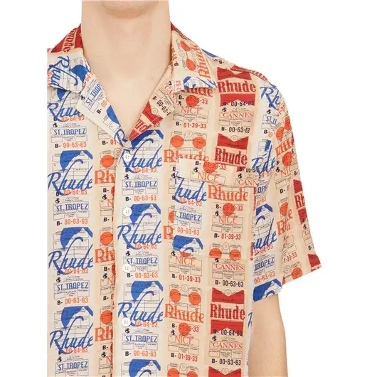 RHUDE CAMICIA STAMPATA IN SETA