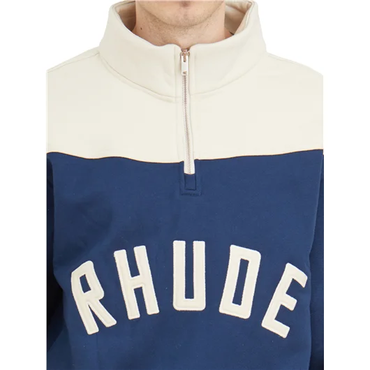 RHUDE FELPA MEZZA ZIP LOGO