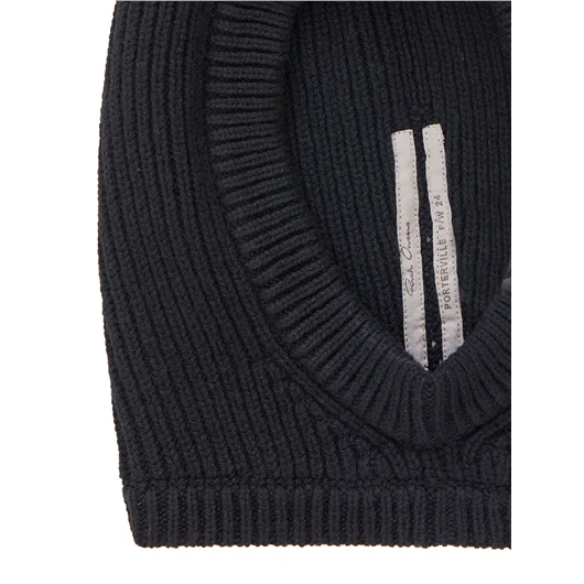 RICK OWENS CAPPUCCIO IN CASHMERE HOOD BLACK