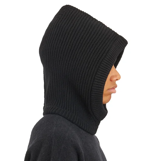 RICK OWENS CAPPUCCIO IN CASHMERE HOOD BLACK