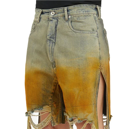 RICK OWENS DRKSHDW BERMUDA IN DENIM GETH CUTOFFS