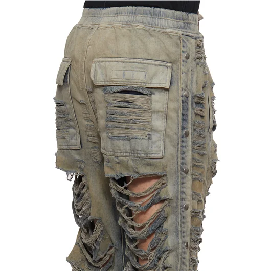 RICK OWENS DRKSHDW PANTALONE IN DENIM CUT PUSHER