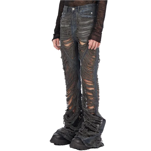 RICK OWENS DRKSHDW PANTALONI IN DENIM BIAS BOOTCUT