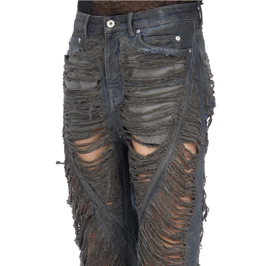 RICK OWENS DRKSHDW PANTALONI IN DENIM BIAS BOOTCUT