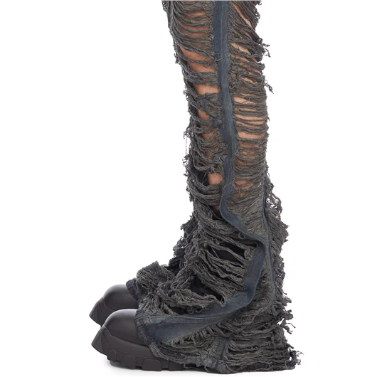 RICK OWENS DRKSHDW PANTALONI IN DENIM BIAS BOOTCUT