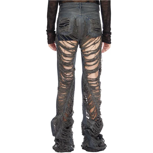 RICK OWENS DRKSHDW PANTALONI IN DENIM BIAS BOOTCUT