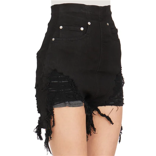 RICK OWENS DRKSHDW SHORTS IN DENIM DIRT CUTOFFS