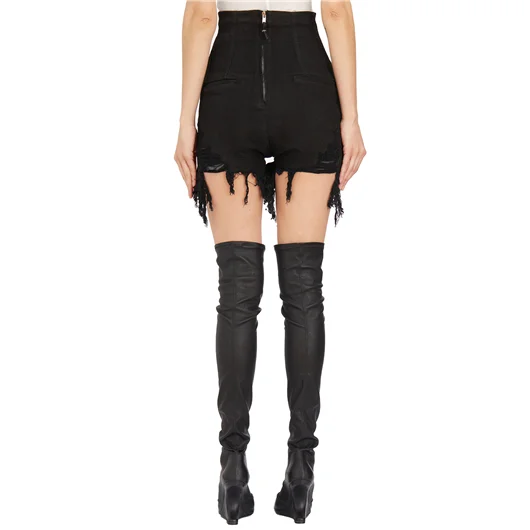 RICK OWENS DRKSHDW SHORTS IN DENIM DIRT CUTOFFS