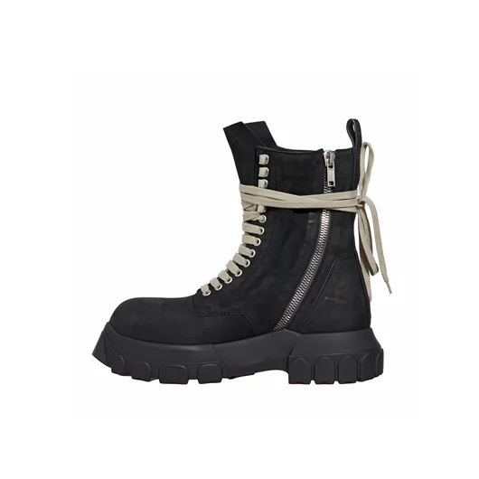 RICK OWENS STIVALI IN PELLE ARMY TRACTOR BLACK
