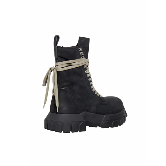 RICK OWENS STIVALI IN PELLE ARMY TRACTOR BLACK