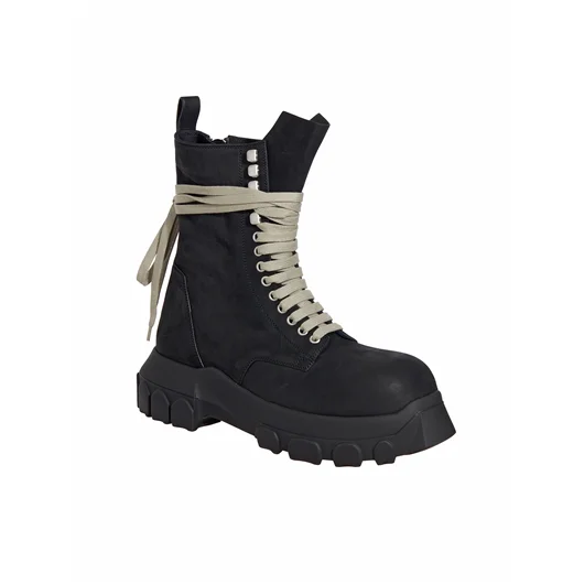 RICK OWENS STIVALI IN PELLE ARMY TRACTOR BLACK