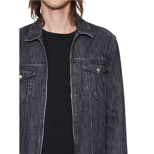 RTA GIUBBOTTO IN DENIM CON CINTURINO IN PELLE