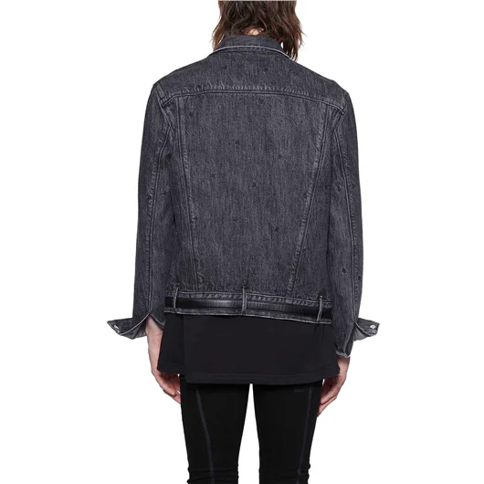 RTA GIUBBOTTO IN DENIM CON CINTURINO IN PELLE