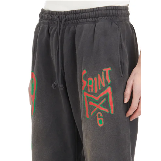 SAINT MXXXXXX PANTALONE IN COTONE STAMPA LOGO