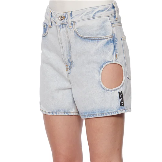 OFF-WHITE CO VIRGIL ABLOH SHORTS IN DENIM METEOR STRAIGHT