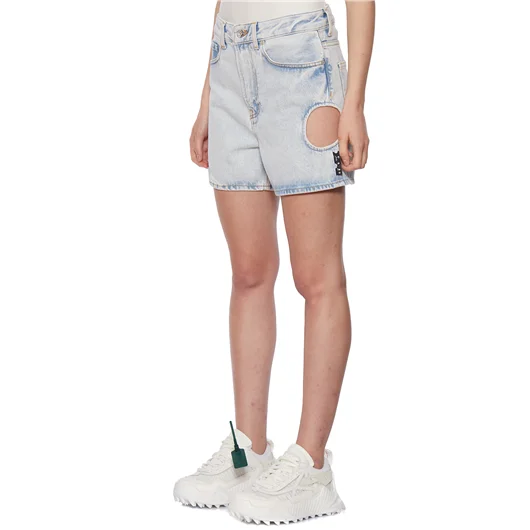 OFF-WHITE CO VIRGIL ABLOH SHORTS IN DENIM METEOR STRAIGHT
