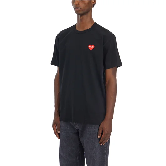 COMME DES GARCONS PLAY T-SHIRT LOGO RICAMATO IN COTONE