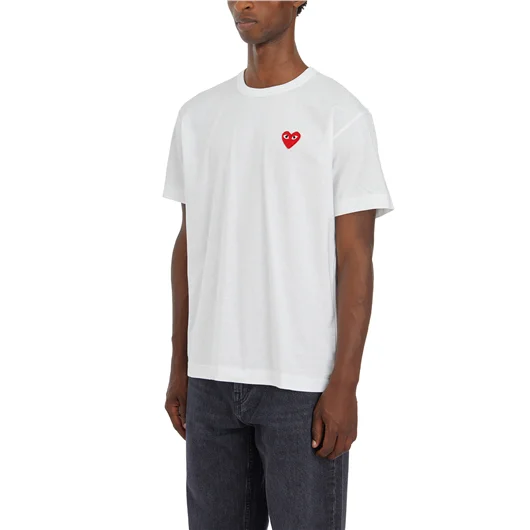 COMME DES GARCONS PLAY T-SHIRT LOGO RICAMATO IN COTONE