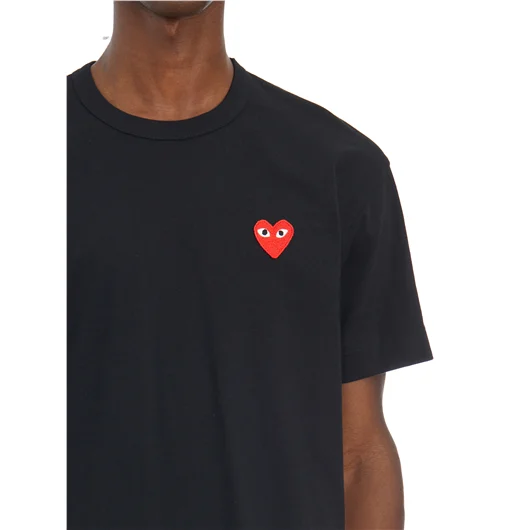 COMME DES GARCONS PLAY T-SHIRT LOGO RICAMATO IN COTONE
