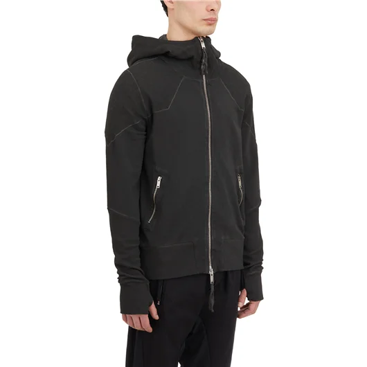 THOM KROM FELPA CON CAPPUCCIO E ZIP