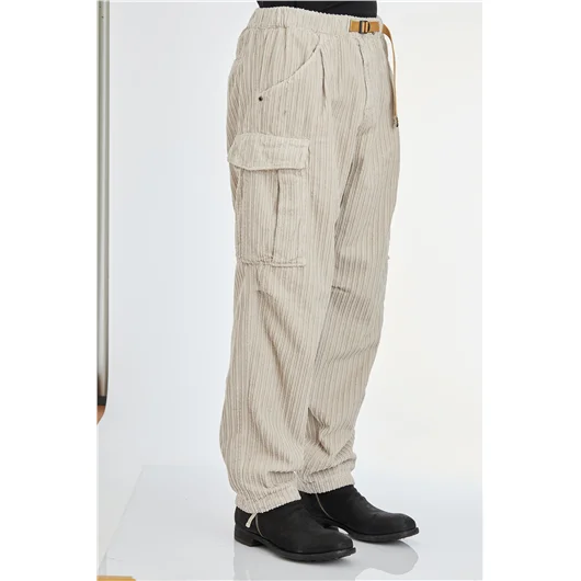 WHITE SAND PANTALONE CARGO IN VELLUTO