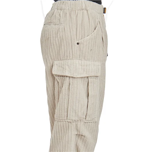 WHITE SAND PANTALONE CARGO IN VELLUTO