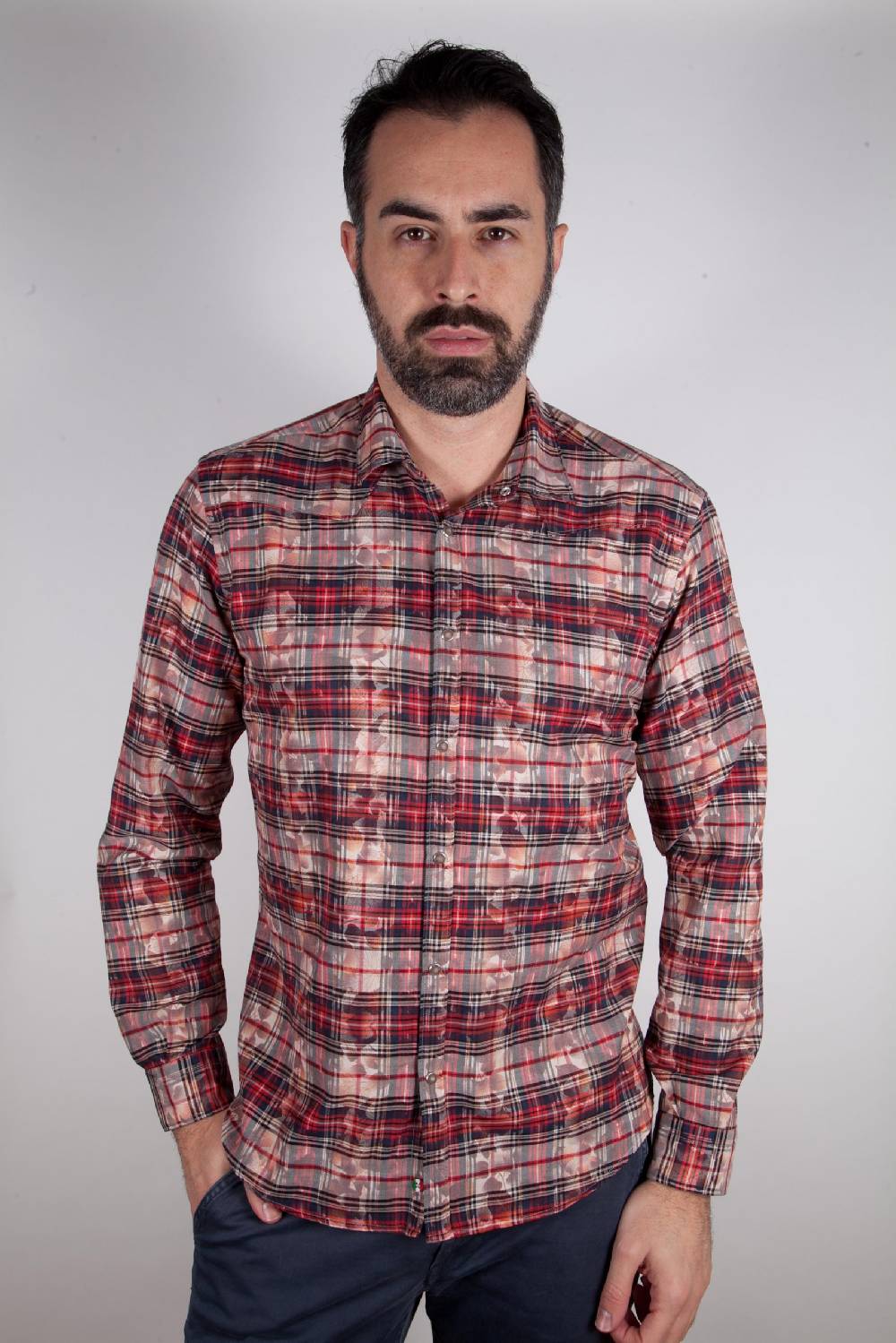 Poggianti Camicia A Quadri Con Stampa PRUNO-66-571-01