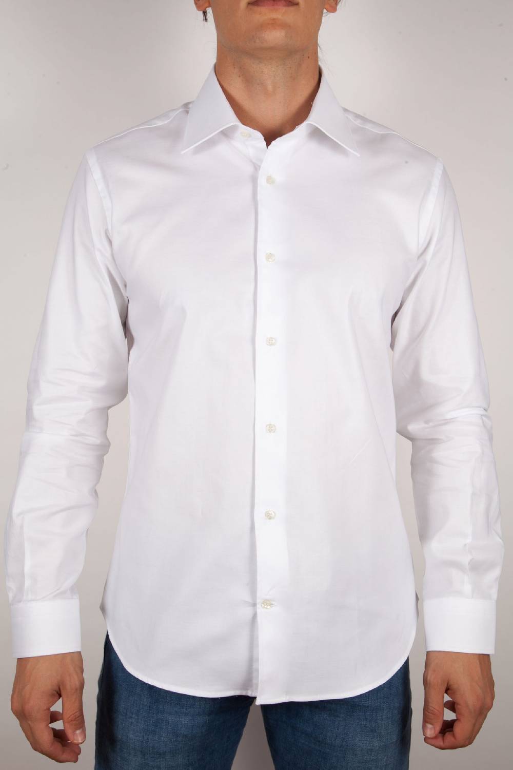 Poggianti Camicia Bianca Oxford Collo Italiano C06-1