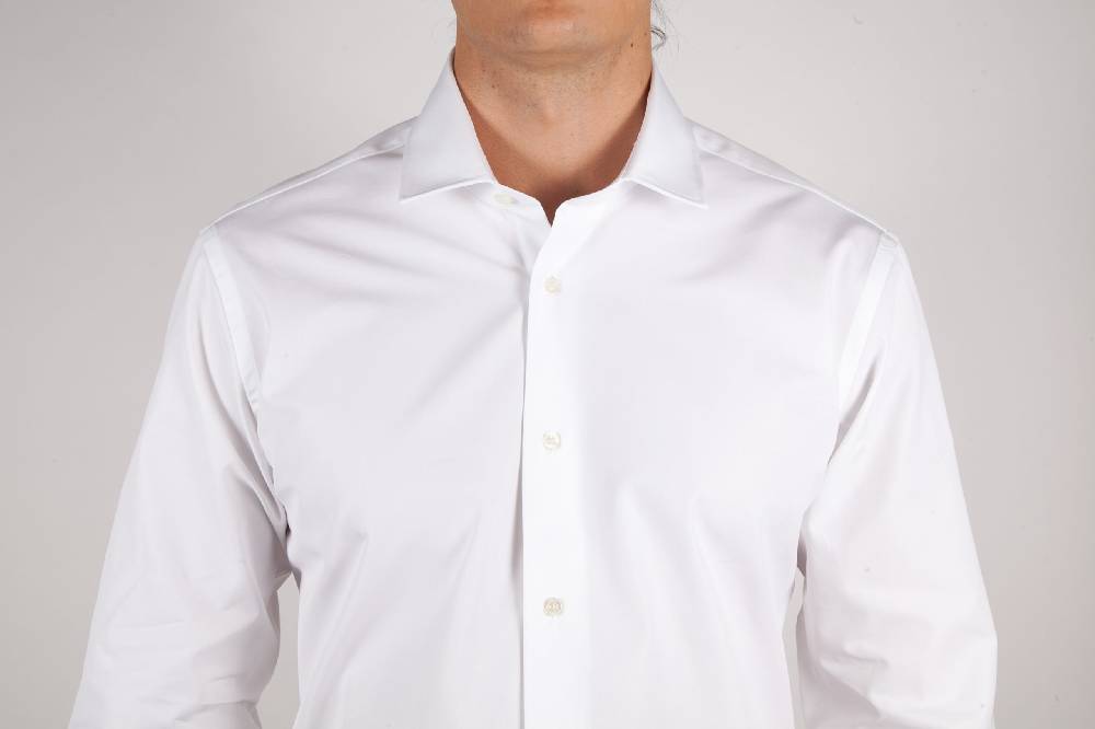 Poggianti Camicia Bianca Popeline Collo Italiano C01-1