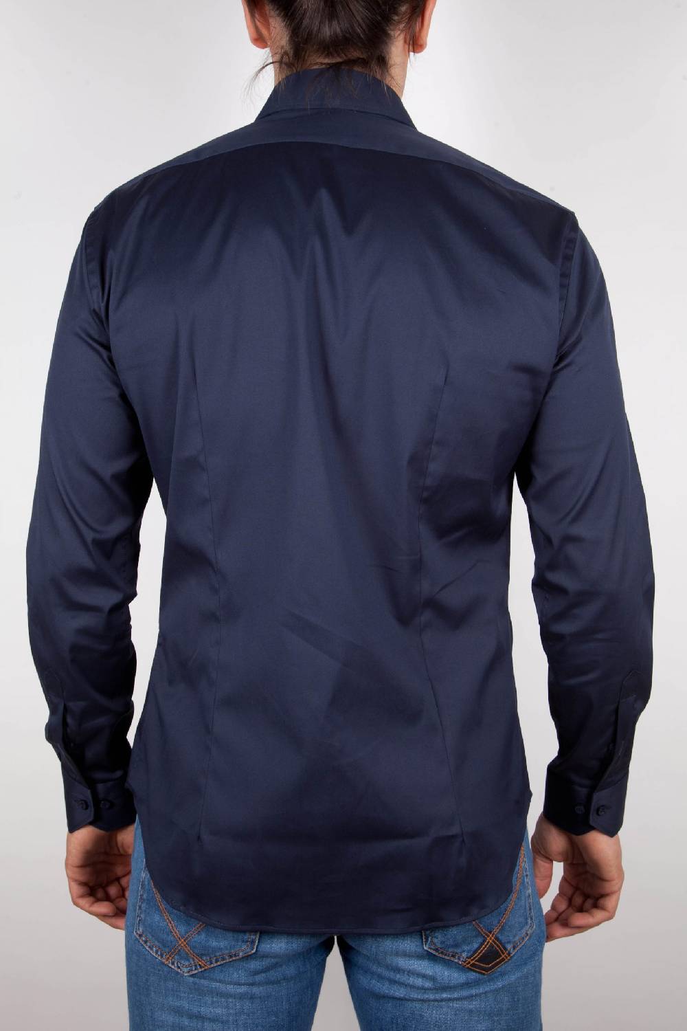 Poggianti Camicia Blu Popeline Collo Italiano C01-5