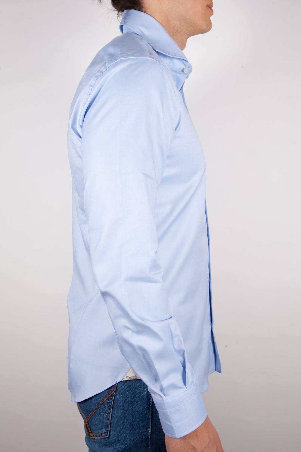 Poggianti Camicia Celeste Oxford Collo Francese C06-2