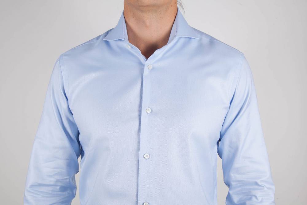 Poggianti Camicia Celeste Oxford Collo Francese C06-2