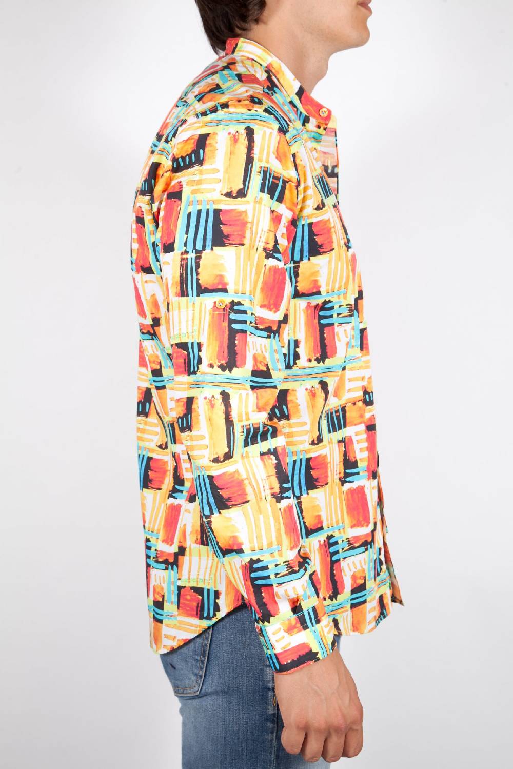 Poggianti Camicia Fantasia Collo Coreano Multicolor