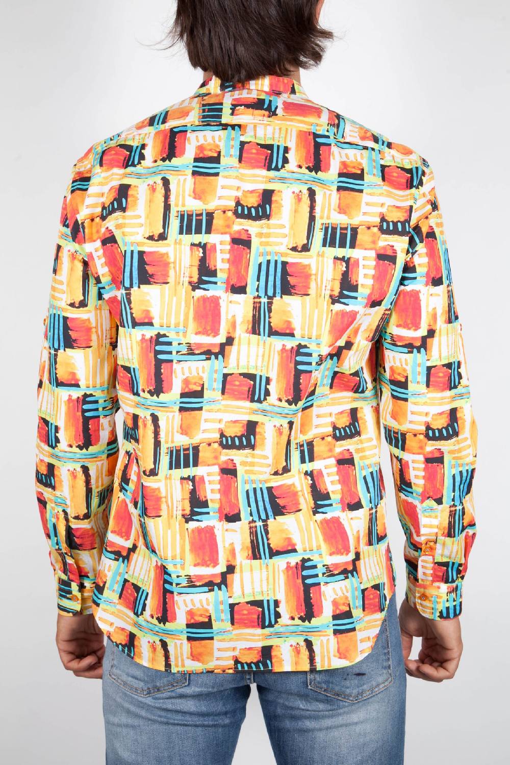 Poggianti Camicia Fantasia Collo Coreano Multicolor