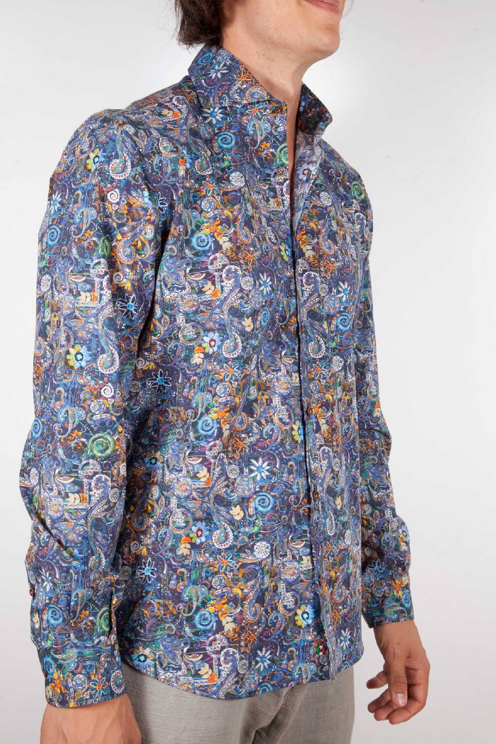 Poggianti Camicia Fantasia Collo Morbido Multicolor