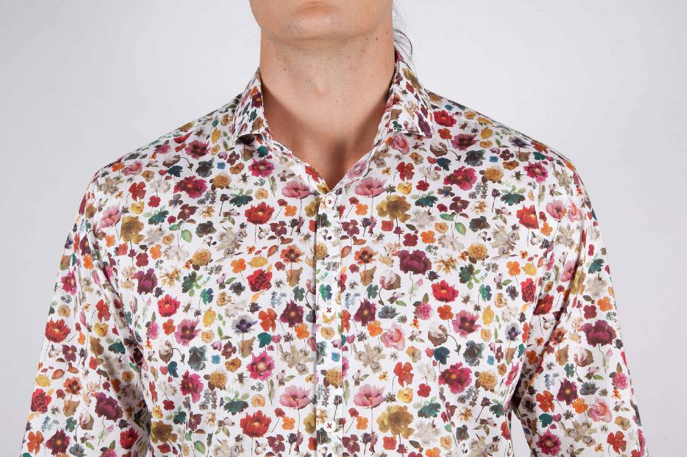 Poggianti Camicia Fantasia Collo Morbido Multicolor