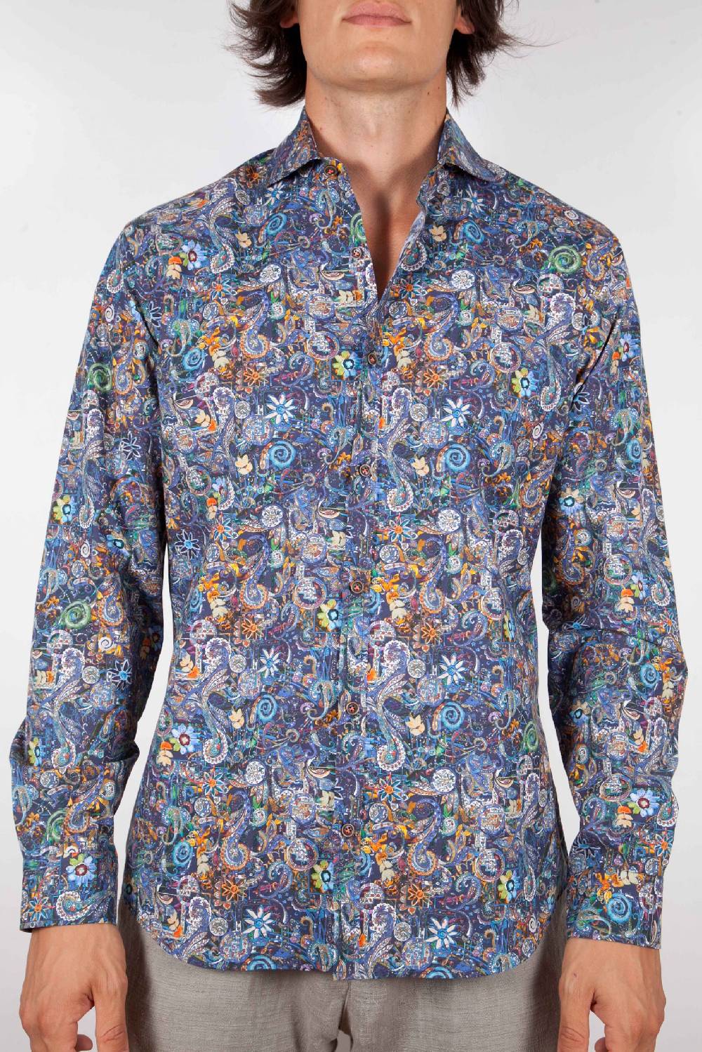Poggianti Camicia Fantasia Collo Morbido Multicolor